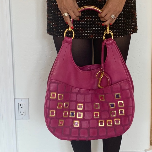 CHRISTIAN DIOR 61 Bejeweled Hobo Bag.(Hot Pink) - Picture 4 of 9